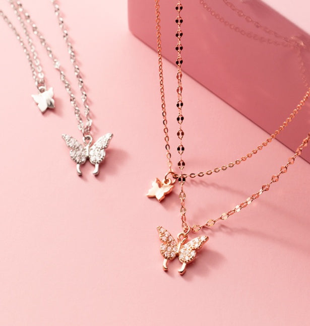 Double Butterfly Diamond Necklace