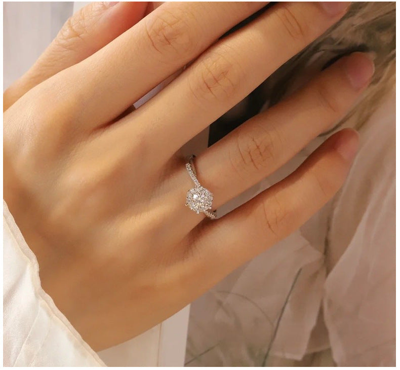 Woven Moissanite Sterling Silver Ring
